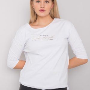 White plus size blouse with Raven inscription