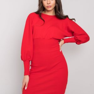 Red Ribbed Dress Leticia RUE PARIS