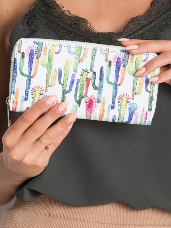 White wallet with colorful cacti