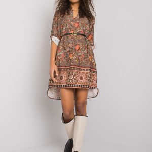 Brown patterned dress with Moara belt