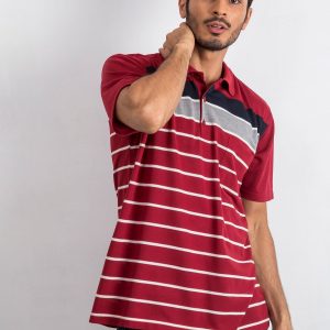 Burgundy navy blue Parisian polo shirt for men