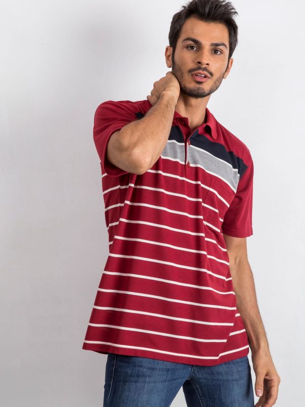 Burgundy navy blue Parisian polo shirt for men