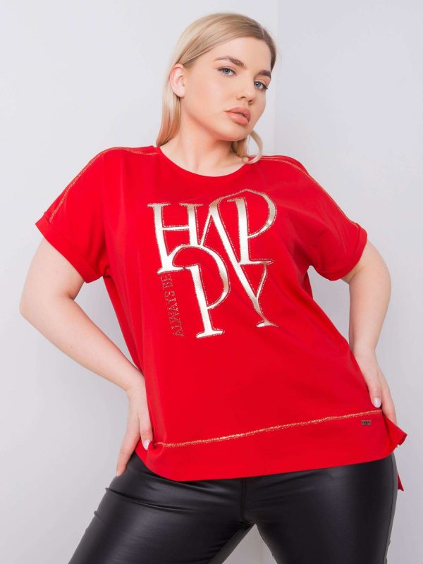 Red plus size blouse with Heidi appliques