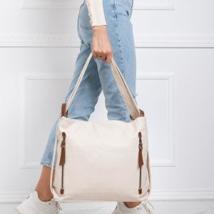 Light beige handbag with strap