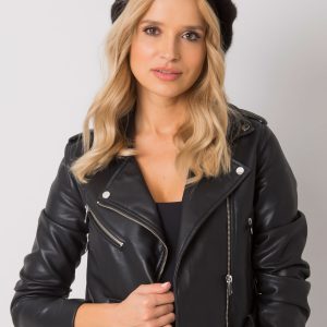 Dark brown beret with applications