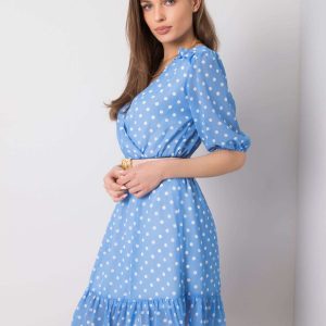 Blue dress with flounce Paloma SUBLEVEL