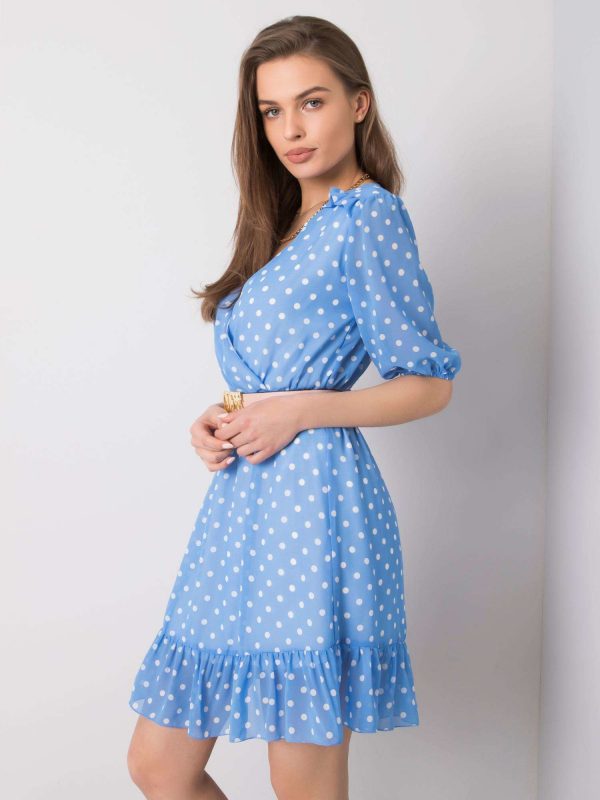 Blue dress with flounce Paloma SUBLEVEL