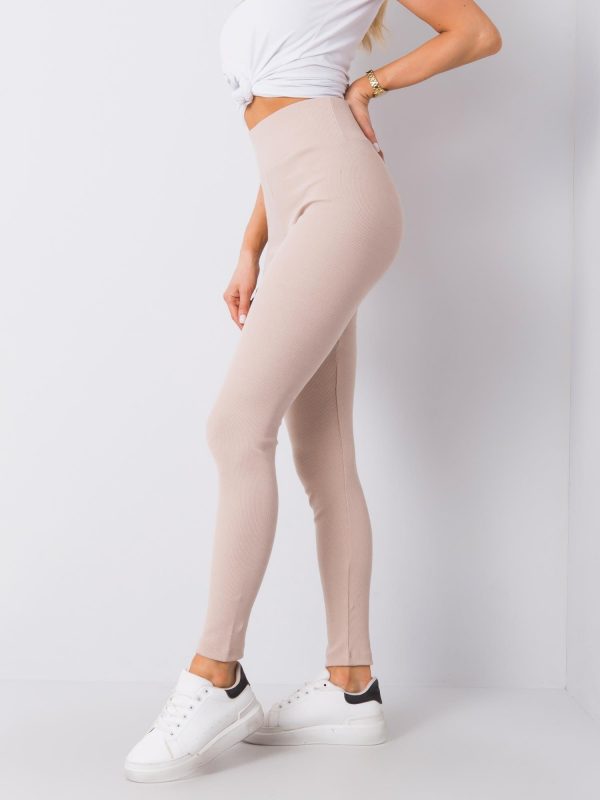 Sanja beige ribbed leggings