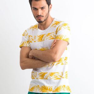 Men's T-shirt with vegetable print white-yellow