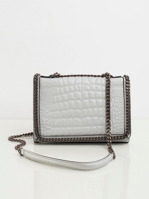 Silver Eco Leather Shoulder Bag