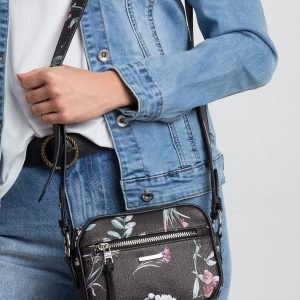 Black Floral Handbag