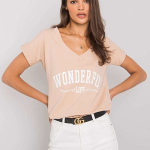 Beige t-shirt with inscription Leila