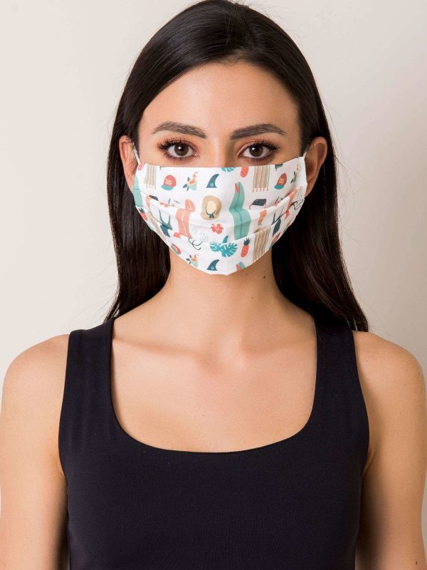 White Reuse Cotton Mask with Print