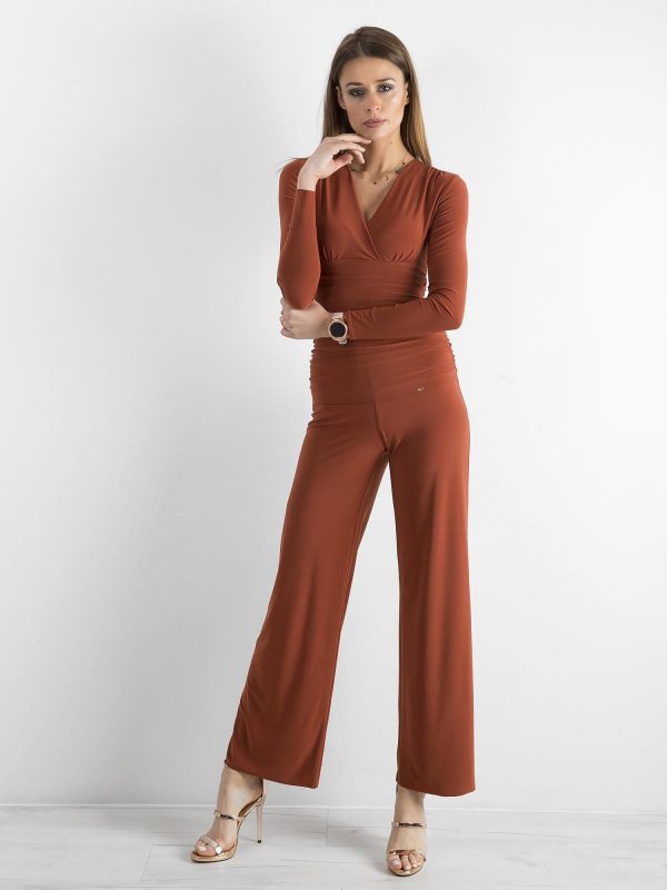 Brown jumpsuit with envelope neckline BY O LA LA