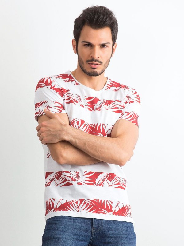 Men's T-shirt with vegetable print white/red