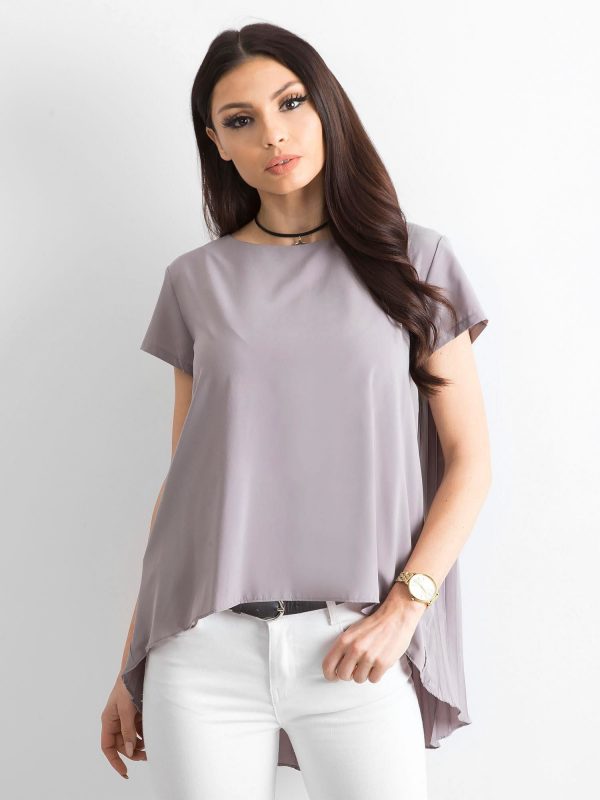 Blouse with longer back grey