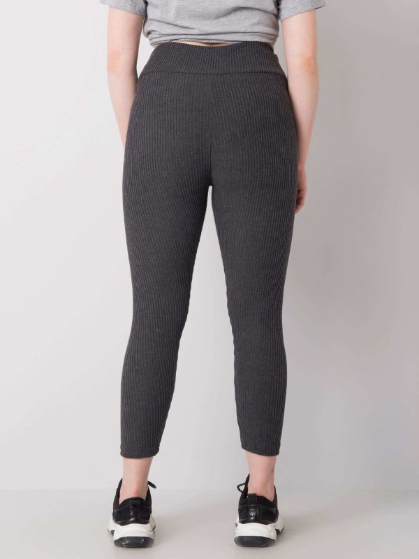 Dark Grey Plus Size Striped Leggings Caitleen RUE PARIS