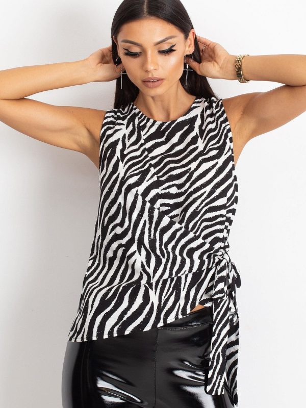 RUE PARIS Black and white top Animal