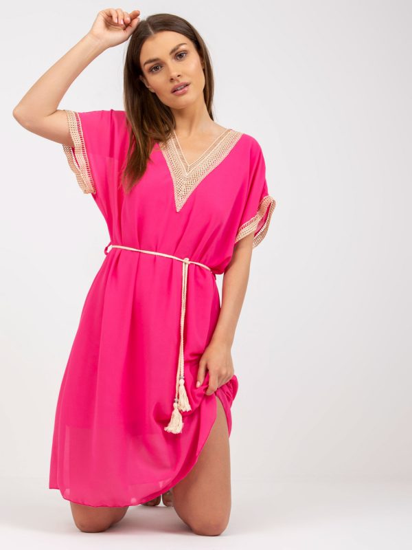 Pink one size dress with braided belt