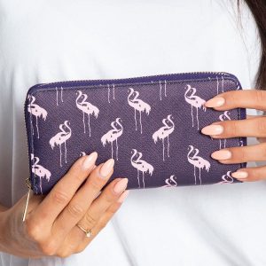 Purple wallet in flamingos