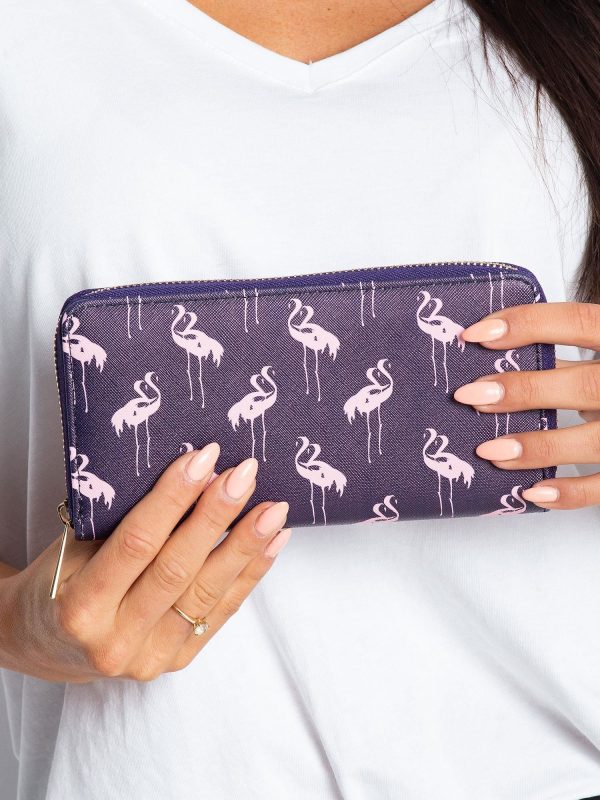 Purple wallet in flamingos