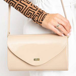 Lacquered beige clutch