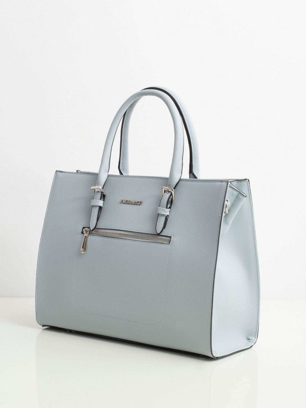 Light blue eco-leather shopper bag