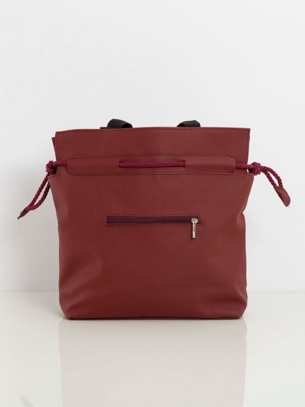 Burgundy eco-leather shopper bag