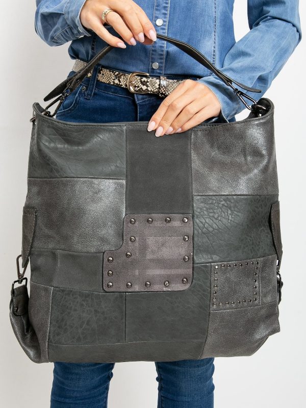 Grey large eco leather bag