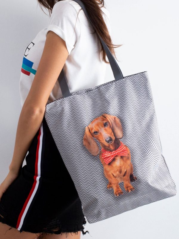 Grey Dog Printed Fabric Bag