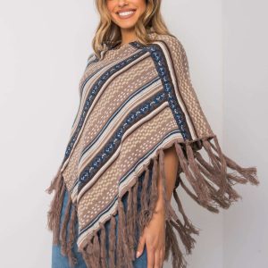 Dark beige poncho with Alvinda patterns