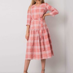 Giana Dirty Pink Checkered Dress