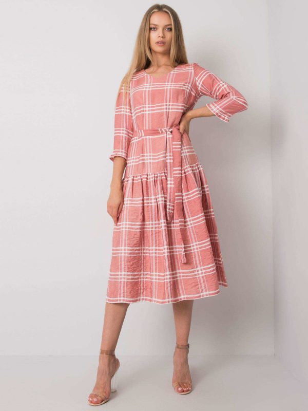 Giana Dirty Pink Checkered Dress