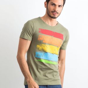 Men's T-shirt with colourful khaki print