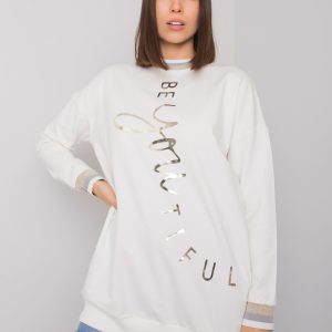 Ecru cotton tunic plus size with inscription Jamellia