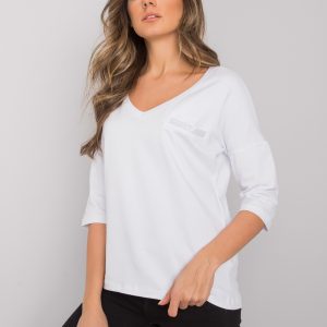 White Cotton Casual Blouse Sofia RUE PARIS