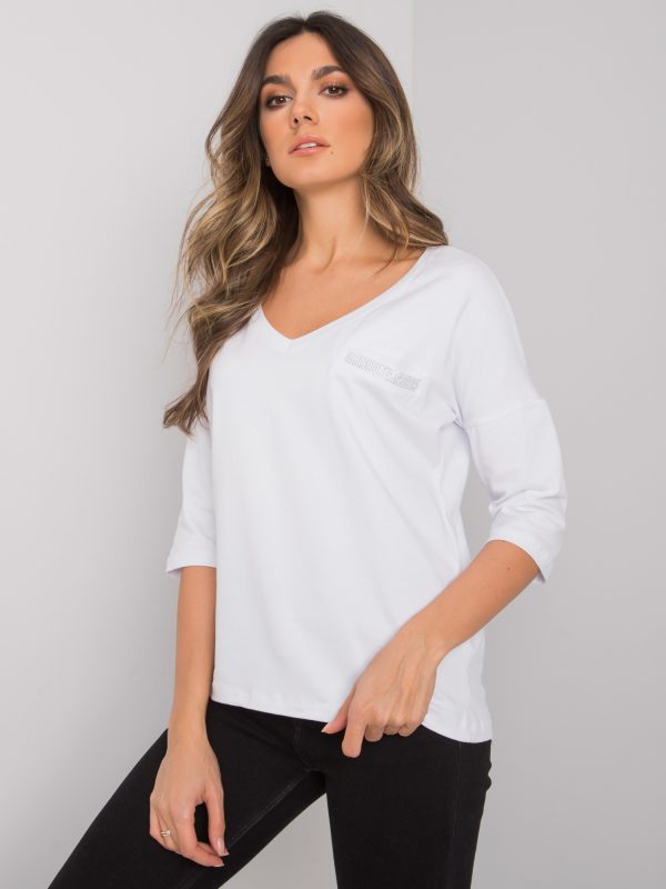 White Cotton Casual Blouse Sofia RUE PARIS