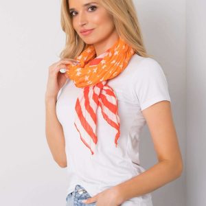 Orange-red scarf with print