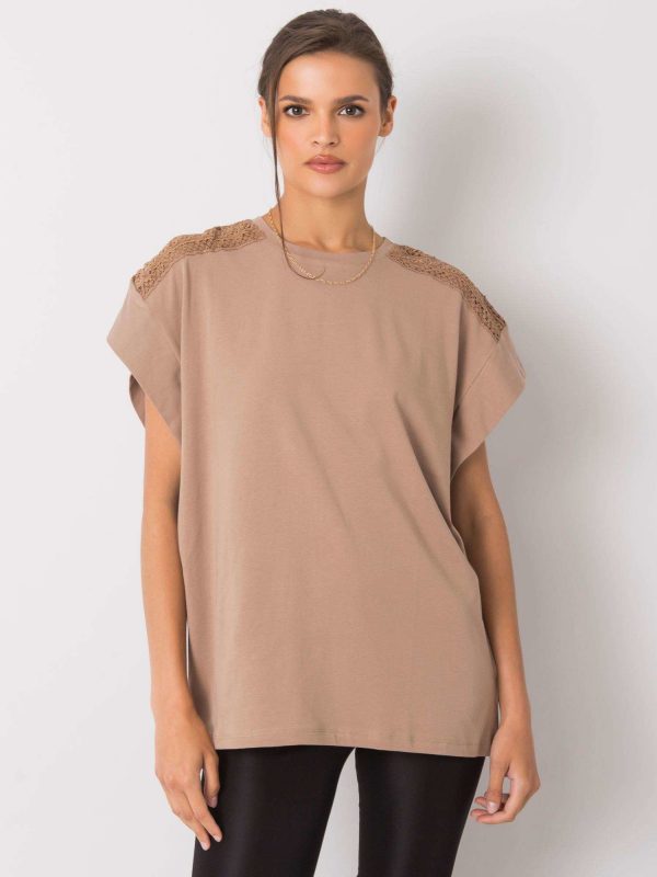 Dark beige casual blouse Denise