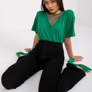 Dark Green Loose Blouse Aude