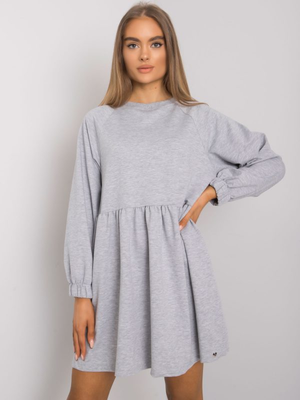 Grey Melange Long Sleeve Bellevue Dress