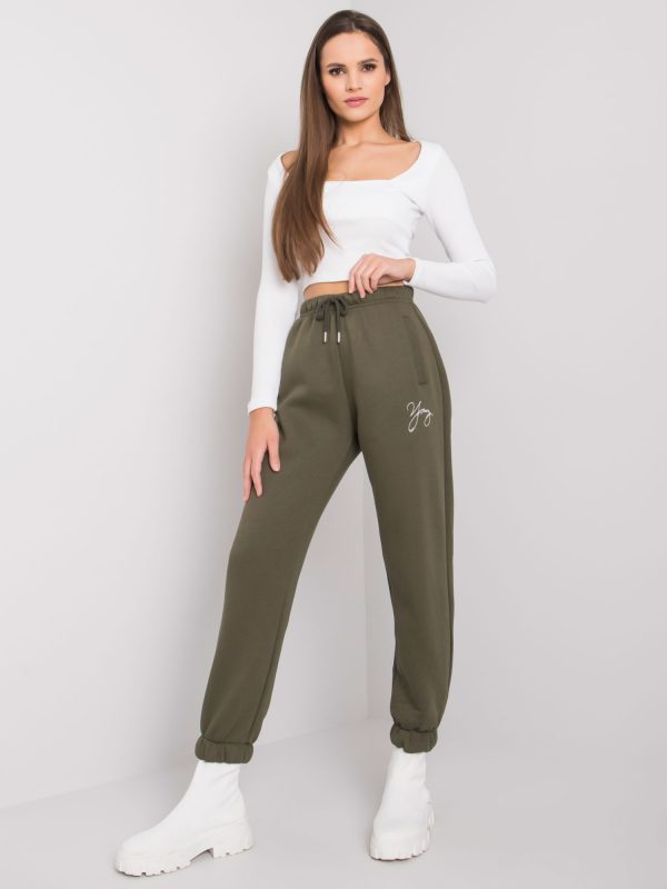 Clear khaki sweatpants with Lily inscription