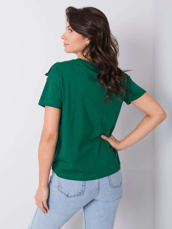 Dark green T-shirt with flounces Mylene