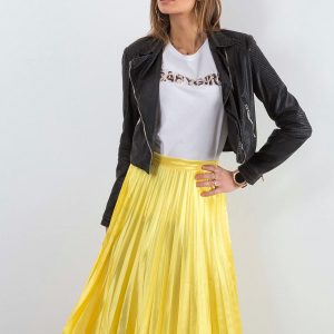 Yellow Pleated Midi Skirt