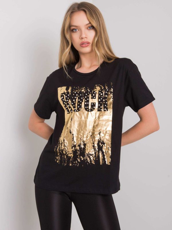 Black T-Shirt with Ginger Print