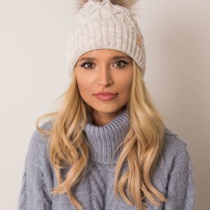 Beige hat with pompom RUE PARIS