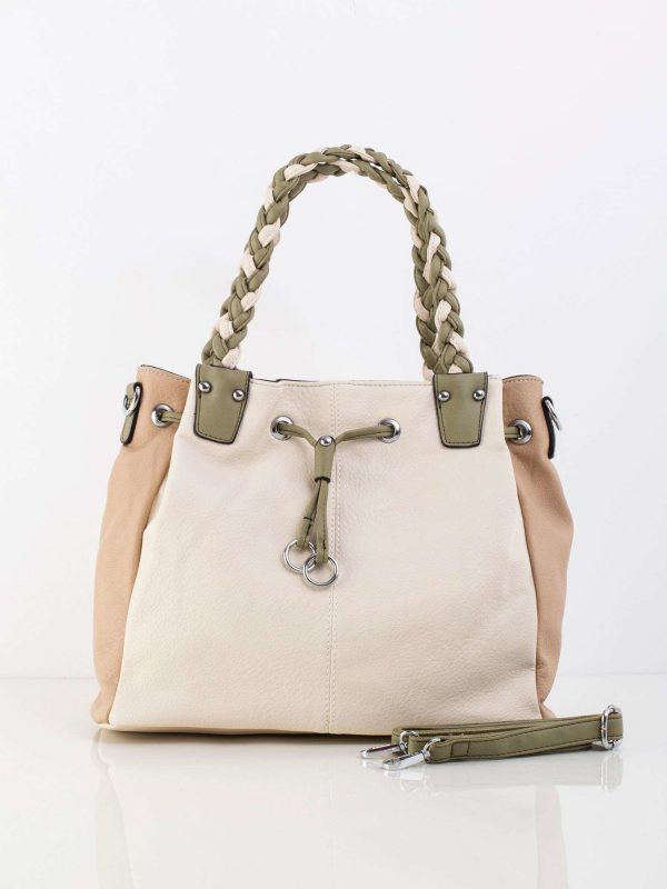 Cream bag with braided handles