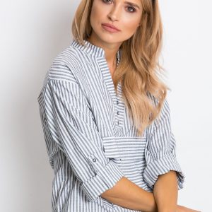 RUE PARIS Grey and white blouse Shannon