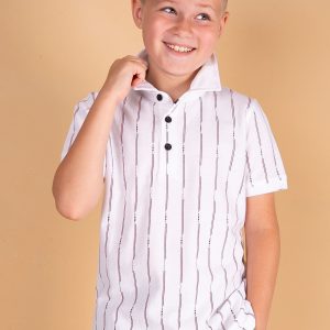 TOMMY LIFE White Striped Boy Polo Shirt