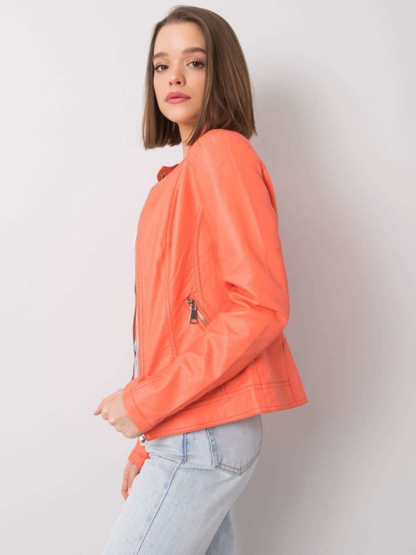 Ellie Orange Faux Leather Jacket